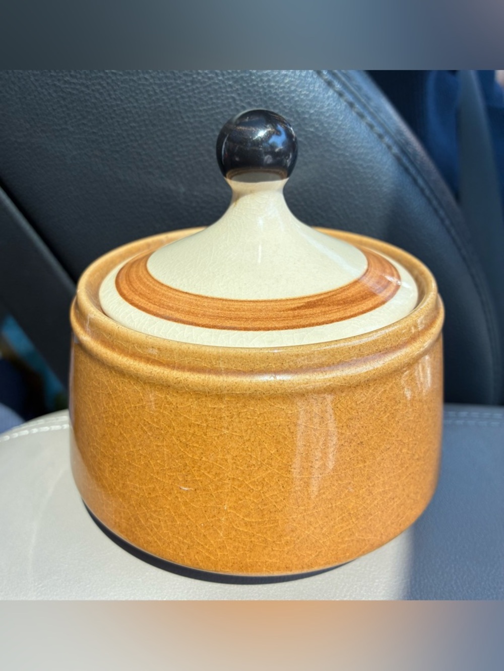 jcpenney Daisy Vale Sugar Bowl with Lid - Tan, Cream, Black